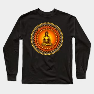 Mandala Magic - Solara; Golden Buddha Long Sleeve T-Shirt